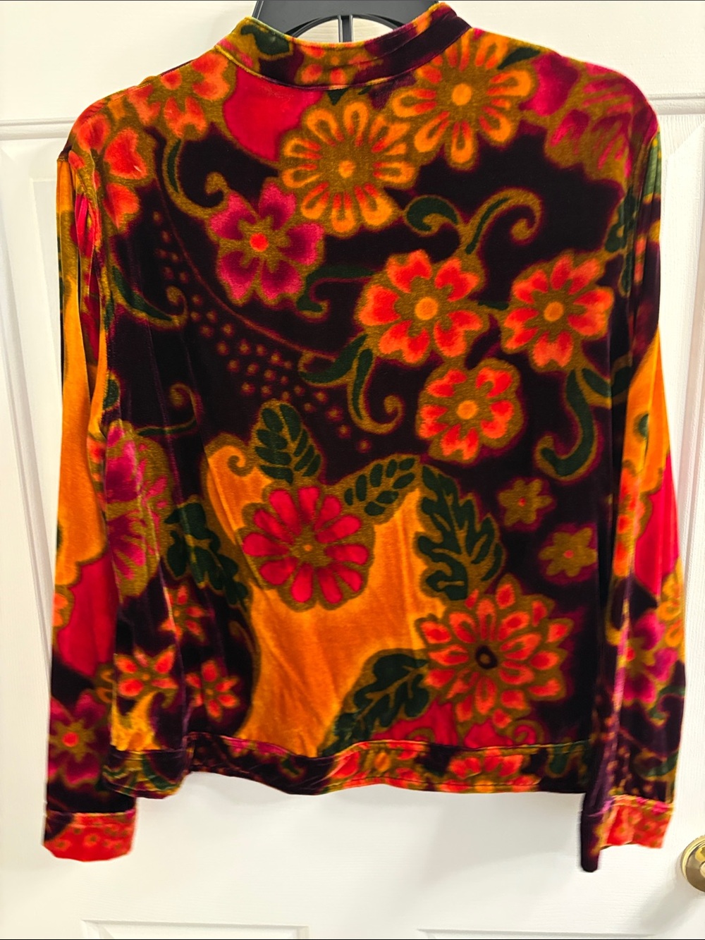 Chico's Velvet Floral Mandarin Jacket - Multi Red/Pink/Orange/Green - Picture 5 of 5